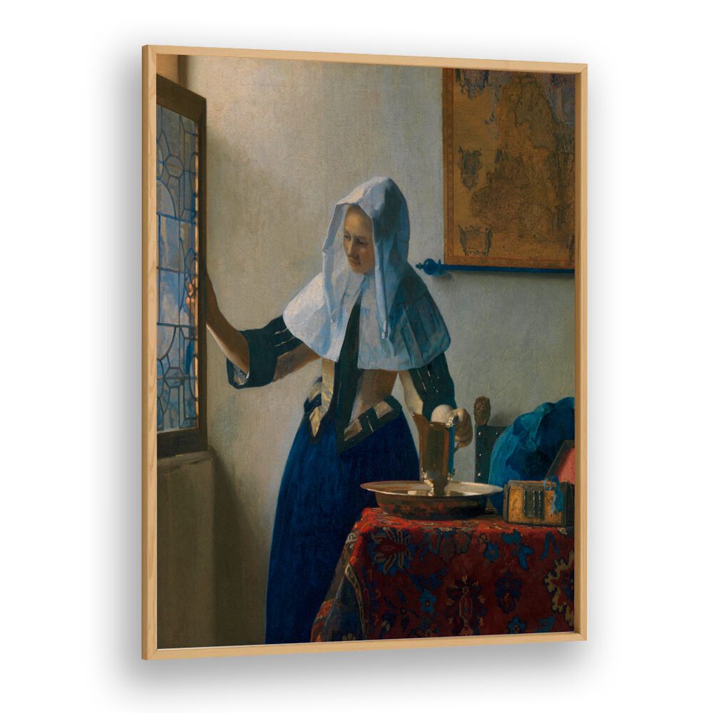 YOUNG WOMAN WITH A WATER PITCHER (CA.1662–1665) BY JOHANNES VERMEER, VINTAGE PAINTINGS