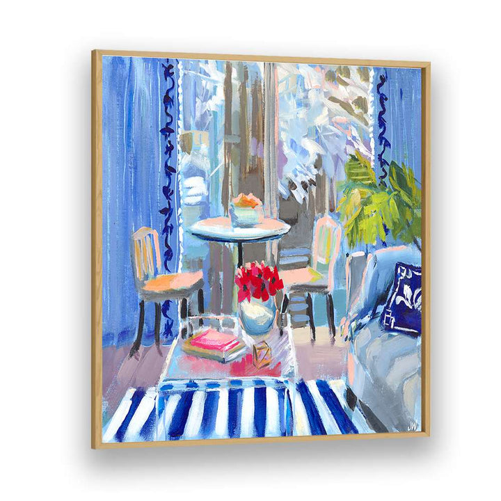Bright and inviting interior featuring MOODY BLUES, BAR & CAFE ART, perfect for enhancing cozy spaces.