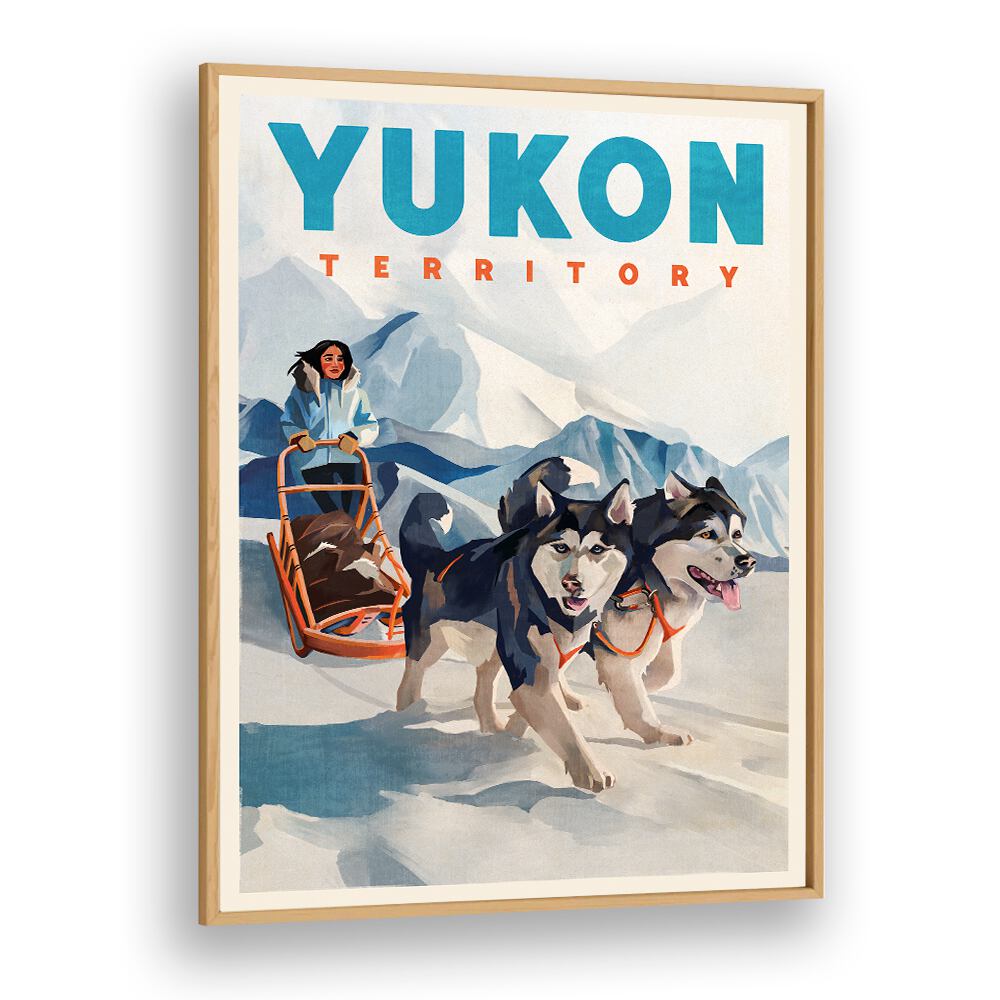 YUKON TERRITORY DOG SLED TRAVEL POSTER BY THE WHISKEY GINGER , TRAVEL POSTERS