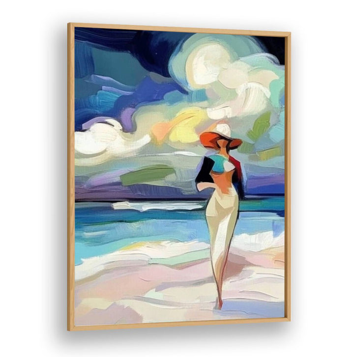 Elegant WOMAN ON THE BEACH art piece, perfect for adding charm to your space and celebrating femininity by OAKWOOD.