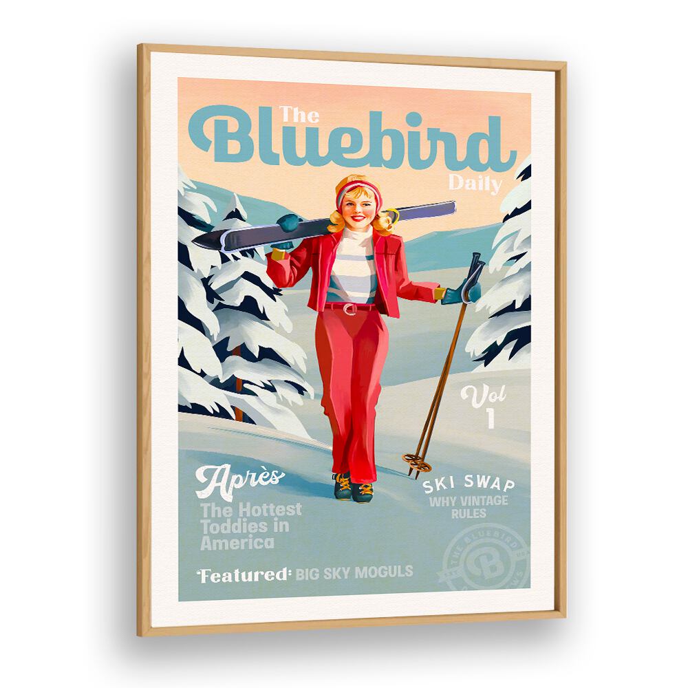 BLUEBIRD SKI ART II , PORTRAIT & FIGURATIVE ILLUSTRATION