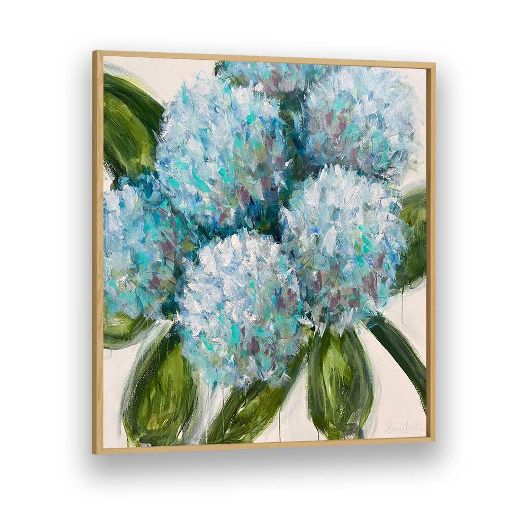 Stunning BLUE HYDRANGEAS LEAVES, FLORAL FLOWER PAINTINGS with vibrant colors, perfect for transforming your space.