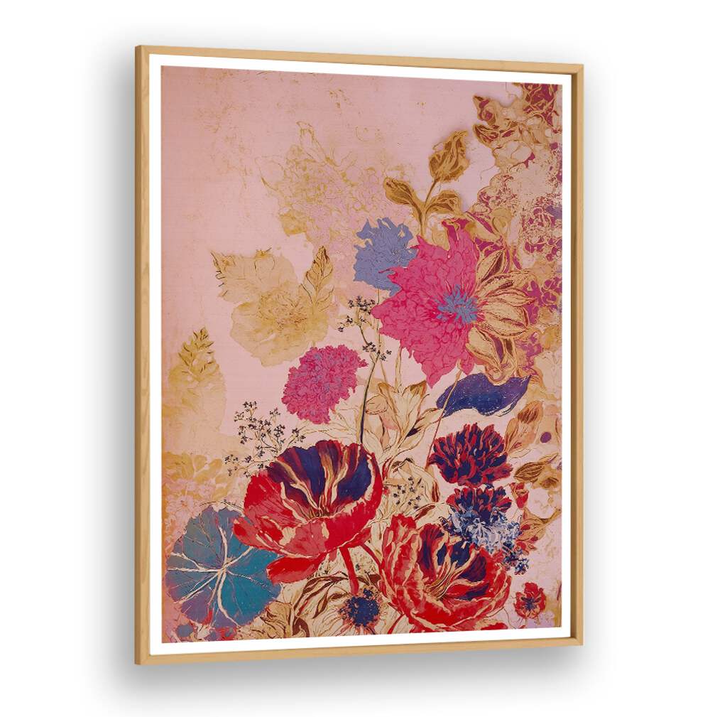 VINTAGE FLOWERS II , FLORAL FLOWER PAINTINGS