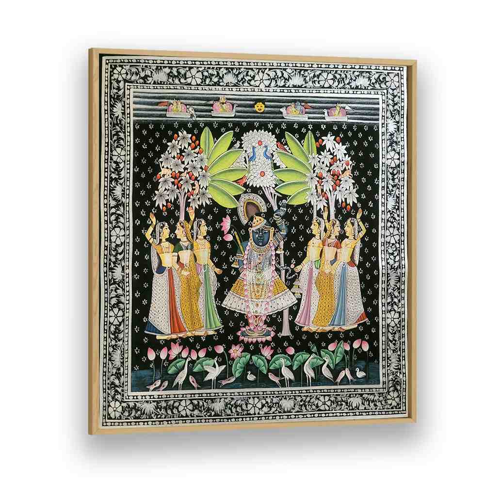 Exquisite SHRINATH JI PICHWAI, INDIAN ART PAINTINGS featuring Lord Krishna, perfect for enhancing home decor.