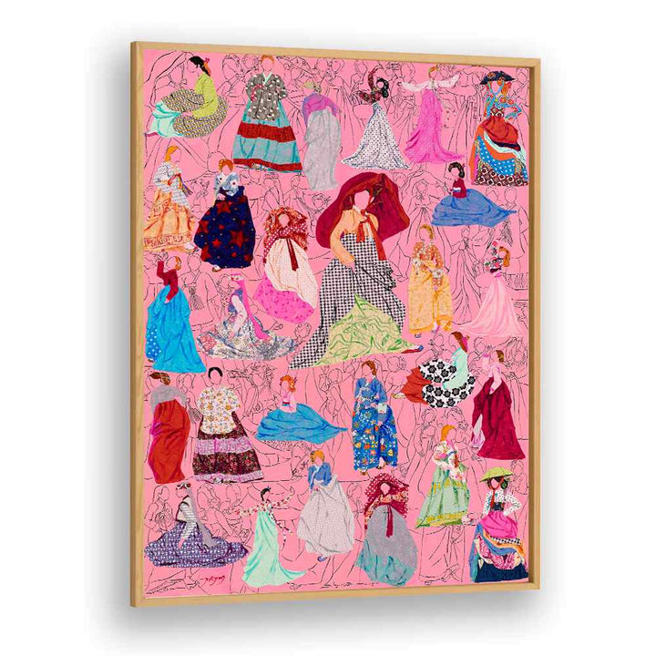 Vibrant PICNIC, FASHION POSTERS featuring colorful dresses on a pink background, perfect for stylish decor.