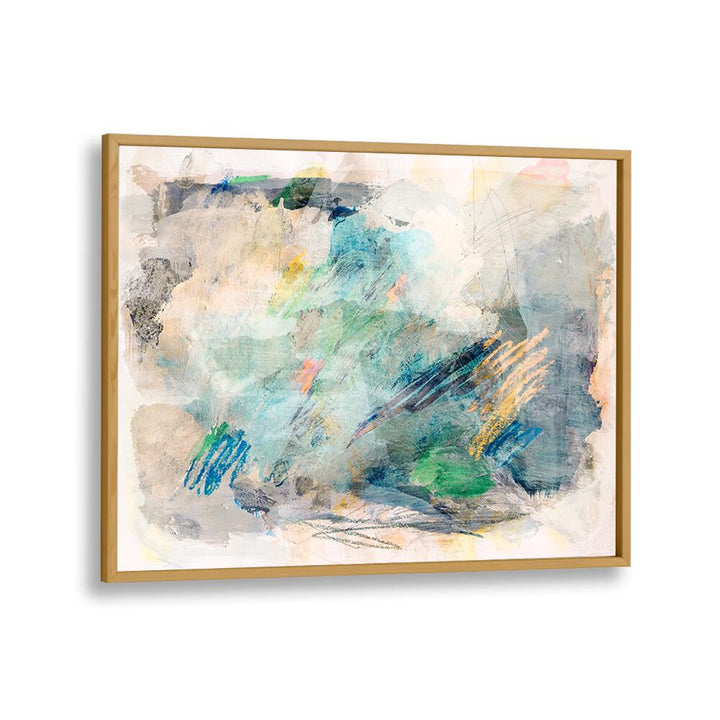 Soft pastel hues blend beautifully in this abstract painting, perfect for adding charm to any space.