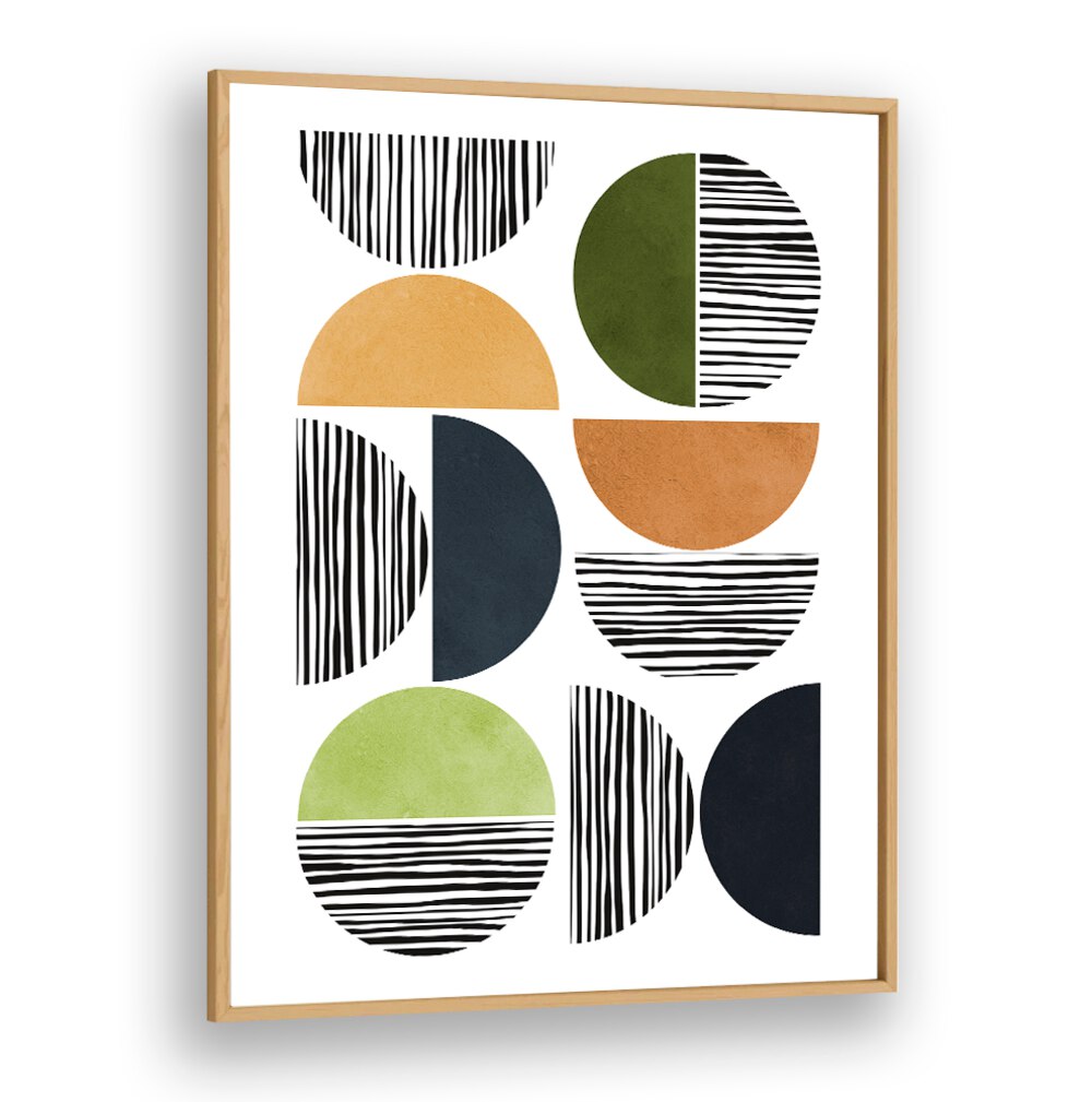 Colorful LINES AND CIRCLES, GEOMETRIC ART PRINTS blend modern shapes for a captivating decor piece by Oakwood.