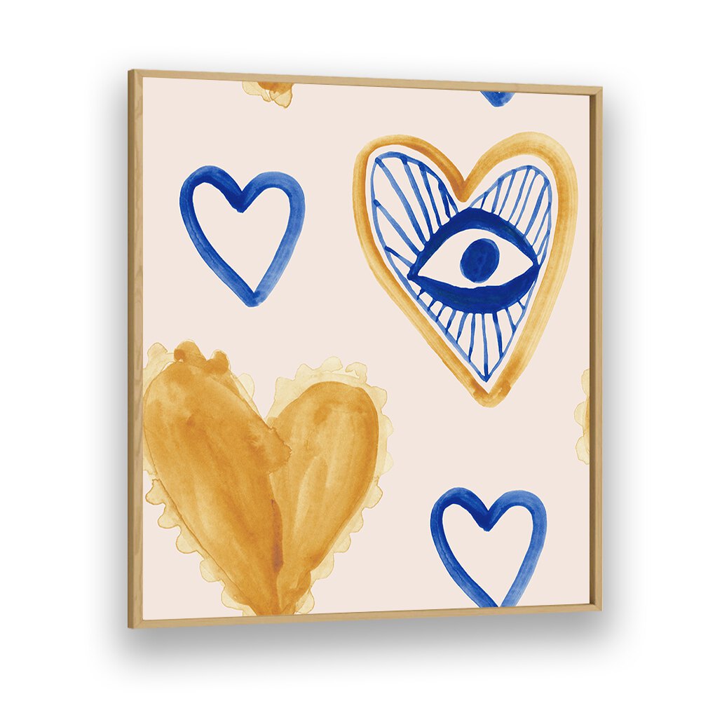 Vibrant WATERCOLOUR TILE, SURREAL ART PRINTS featuring artistic hearts, perfect for enhancing any interior space.