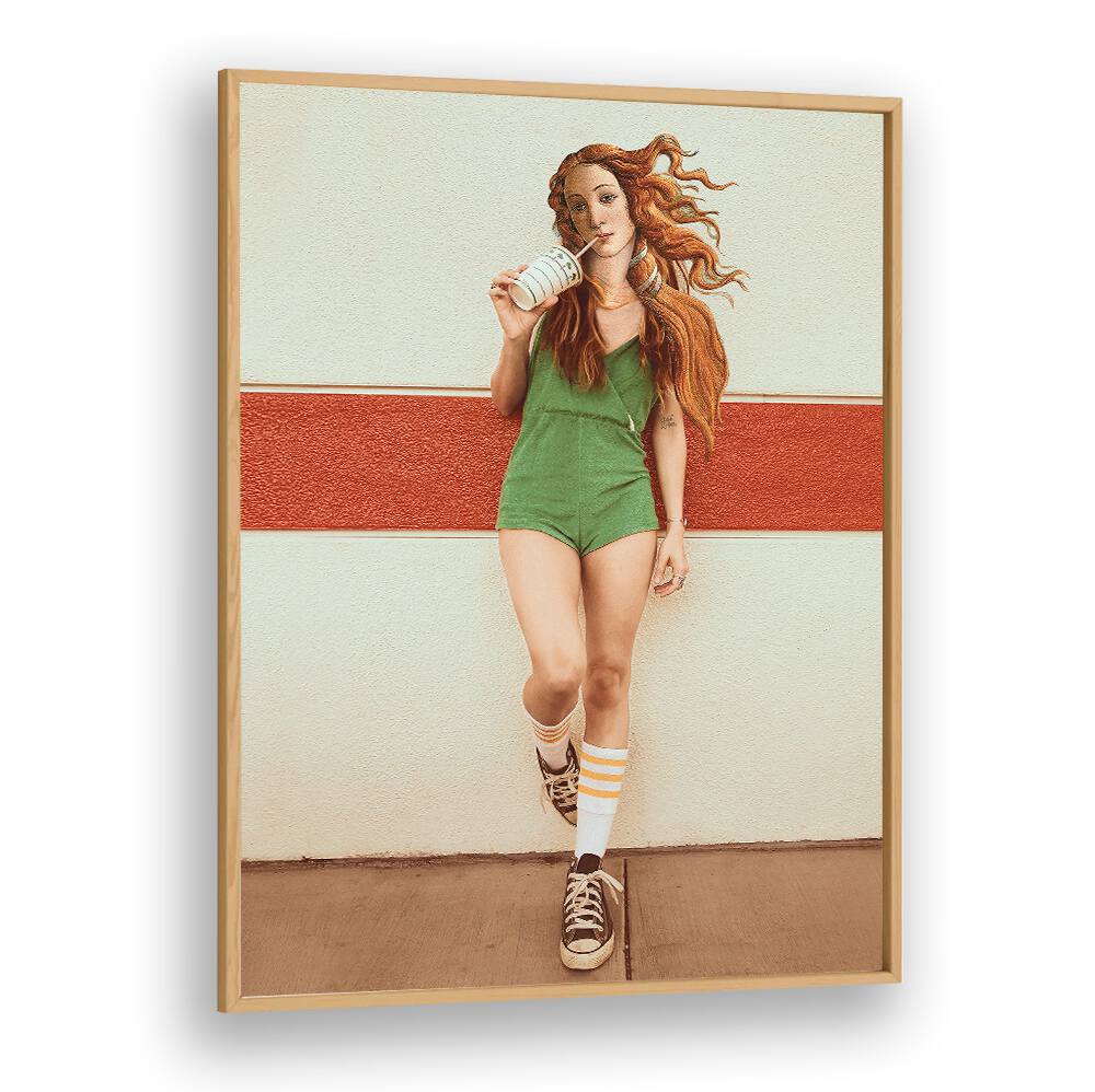 Stylish woman enjoying a drink, showcasing the VENUS CHILLOUT MOOD, ALTERED ART PRINTS for a creative home vibe.