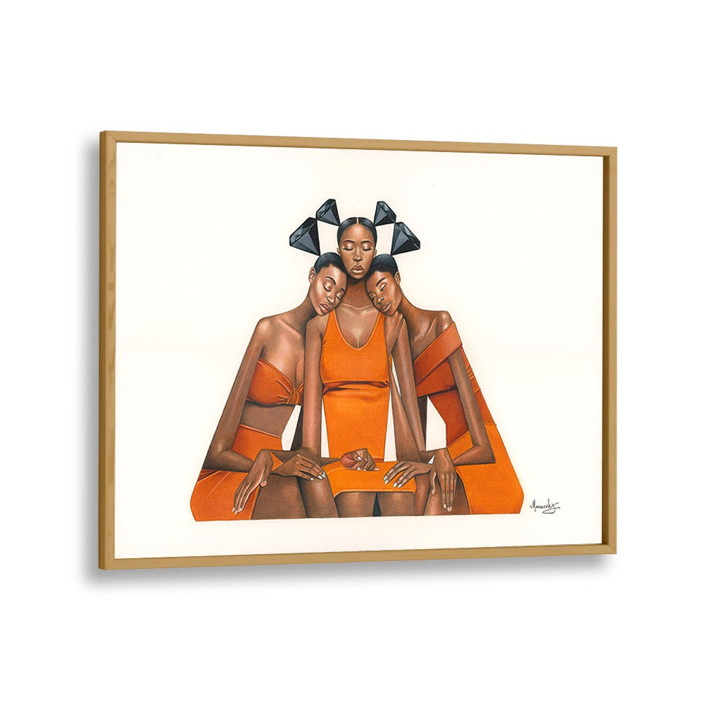 Empowerment and unity shine in BLACKDIAMOND(SISTERHOOD), AFRICAN ART PAINTINGS, celebrating sisterhood and strength.