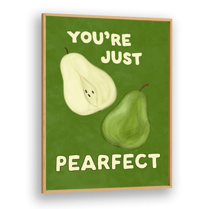 Whimsical PEARFECT, KITCHEN POSTERS featuring cute pear illustrations with a playful message for your kitchen decor.