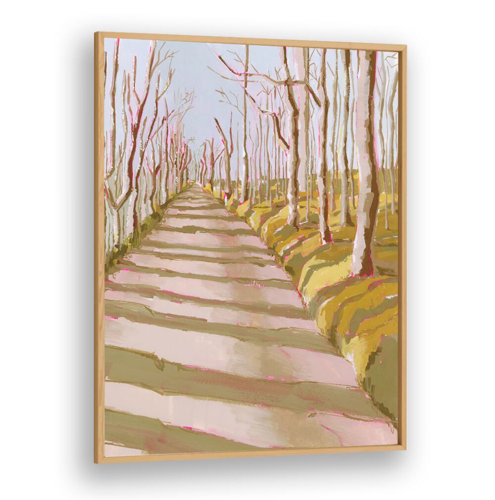 Experience serenity with the FOREST PATH artwork, showcasing a tranquil tree-lined path in nature's embrace.