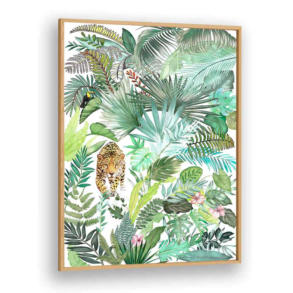 JUNGLE LEOPARD III , BOTANICAL FLOWER PAINTINGS