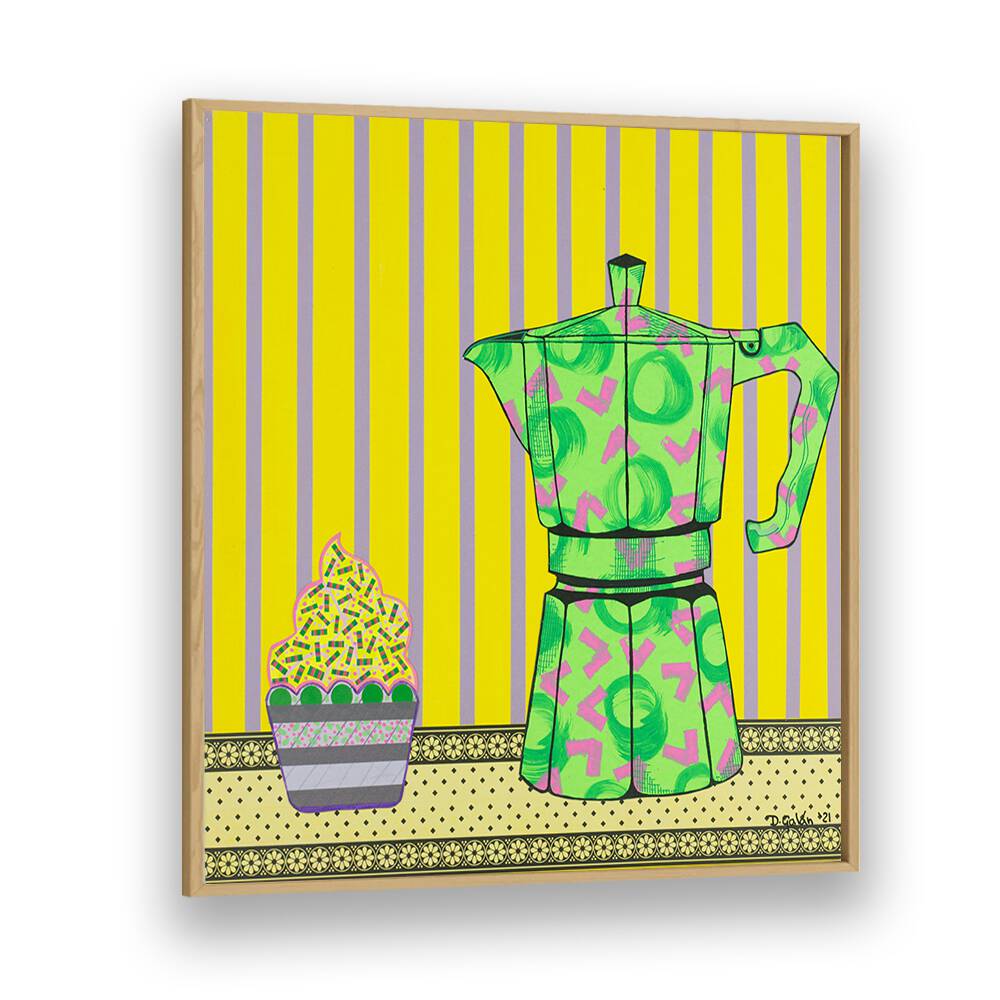 Bright and playful CAFETERA A CUPCAKE, KITCHEN POSTERS featuring a coffee maker and cupcake design for kitchen decor.