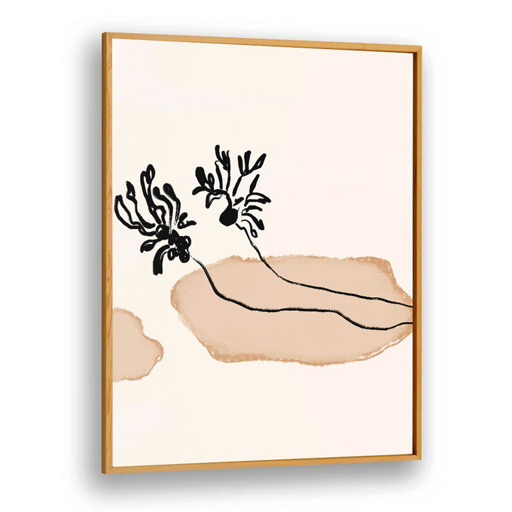 Elegant LEAVES NO I, FLORAL FLOWER PAINTINGS in a wooden frame, perfect for enhancing your living space's beauty.