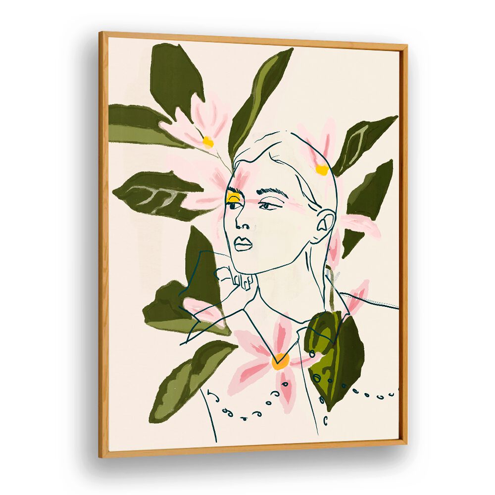 Captivating FLORAL REFLECTION, PORTRAITS artwork blending floral motifs with elegant human forms for stunning decor.