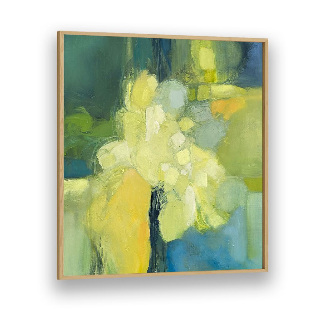 Elegant OLIVE DREAMS, ABSTRACT PAINTINGS showcasing calming olive hues, perfect for modern bedroom decor.