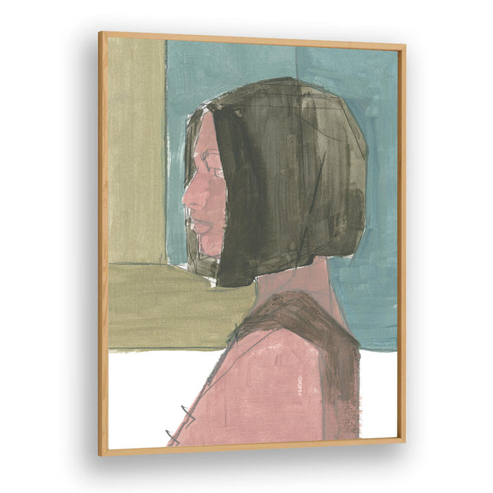 Captivating FEMALE PORTRAIT I, showcasing abstract expression and figurative illustrations for art lovers.
