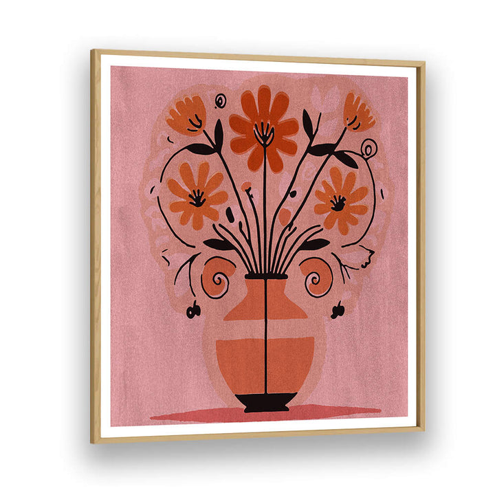 ABSTRACT FLOWERS IN A VAS , FLORAL FLOWER PAINTINGS