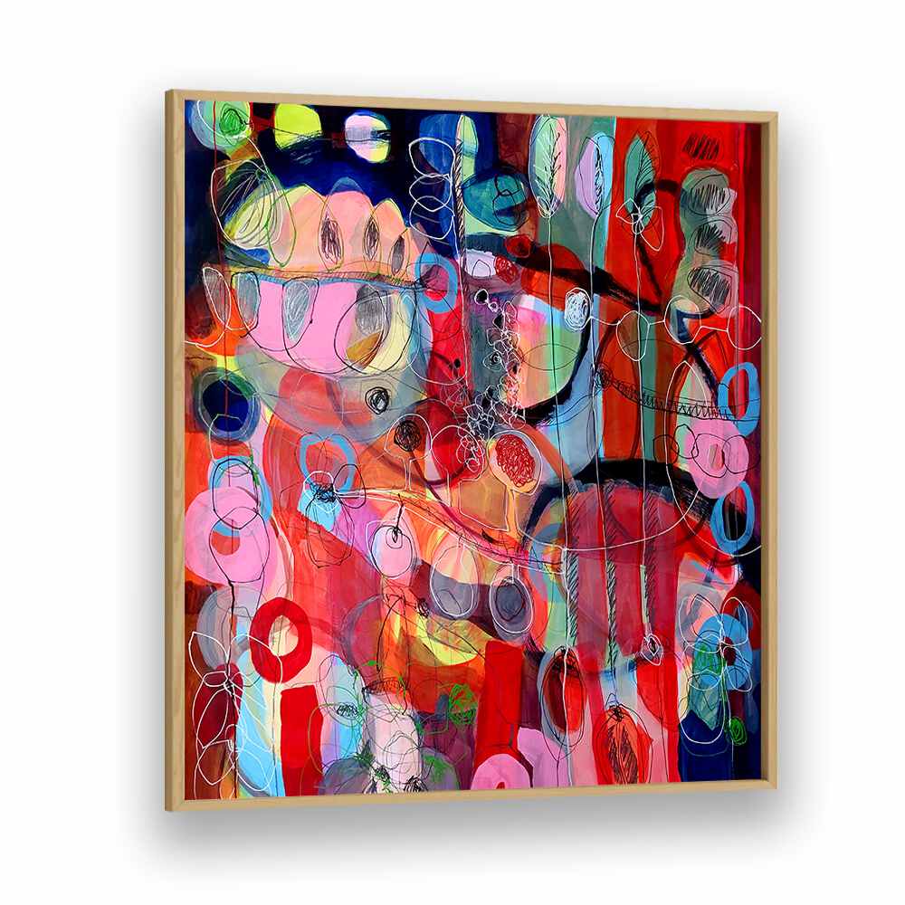 Vibrant colors and dynamic forms in AFTER THE RAIN II, ABSTRACT PAINTINGS showcase contemporary artistic expression.