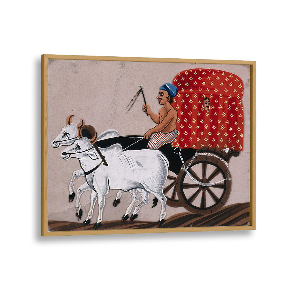 A MAN DRIVING A BULLOCK