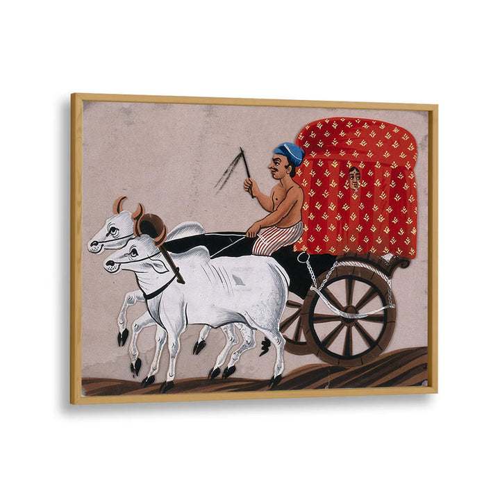 A MAN DRIVING A BULLOCK