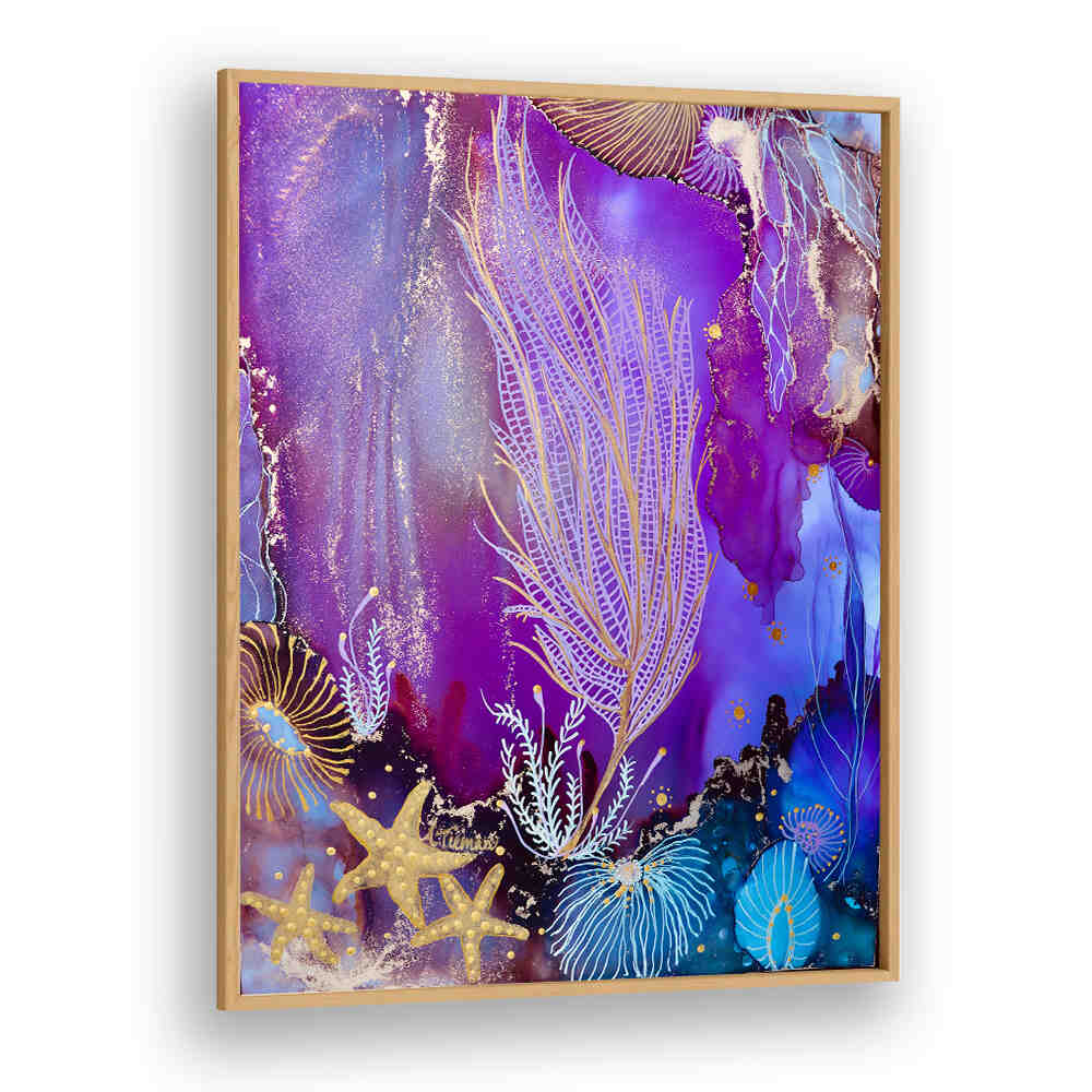Vibrant BLUSHING REEF II, BEACH PAINTINGS featuring coastal colors and marine life, perfect for home decor.