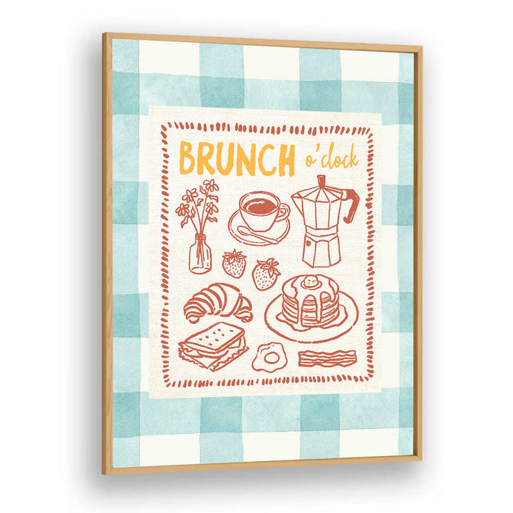 BRUNCH O CLOCK ON GREEN CHECKS , BAR & CAFE ART