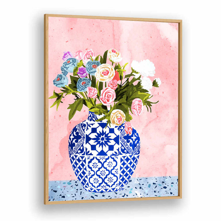 CERAMIC PLANTER , FLORAL FLOWER PAINTINGS