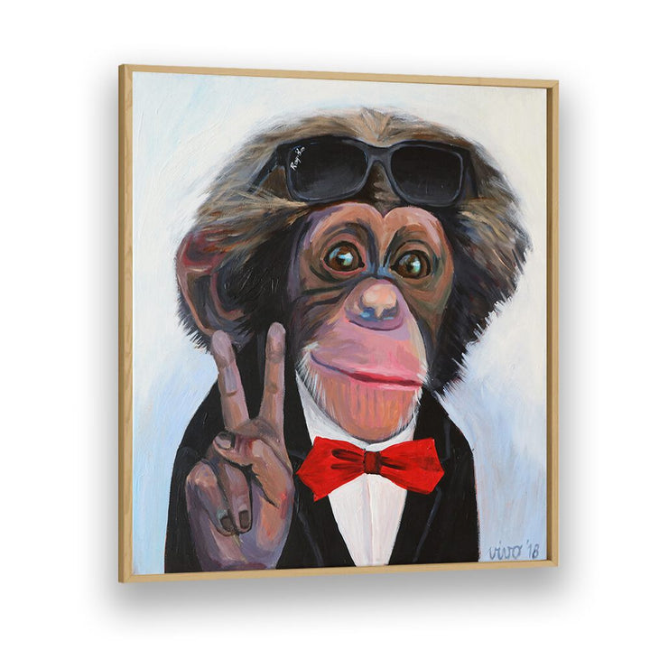 Stylish monkey in sunglasses and bow tie, perfect for COOL PRIMATE CHARM, COMIC POSTERS lovers and collectors.