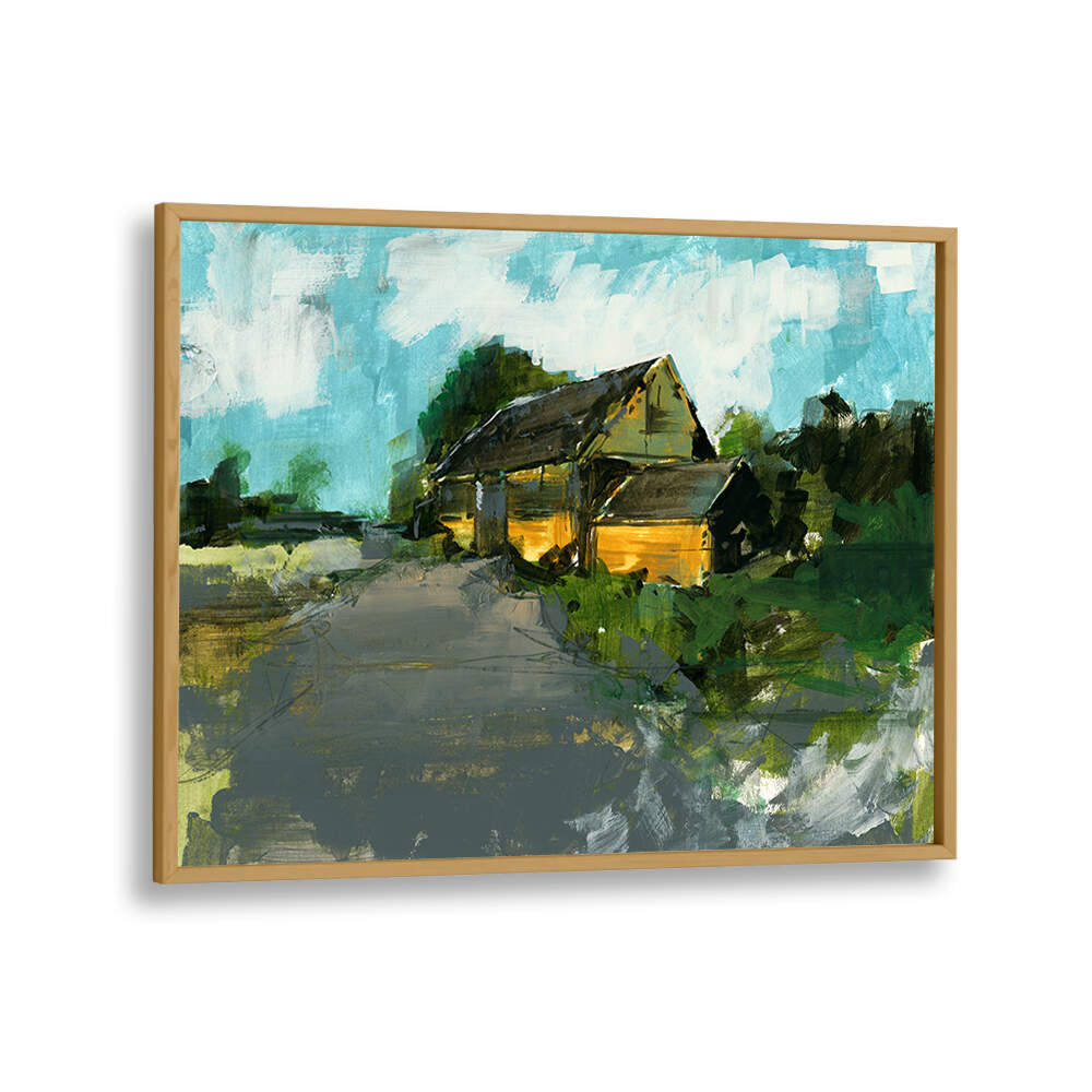 Serene countryside scene featuring COUNTRY BARN I, LANDSCAPE PAINTINGS, ideal for enhancing any tranquil space.