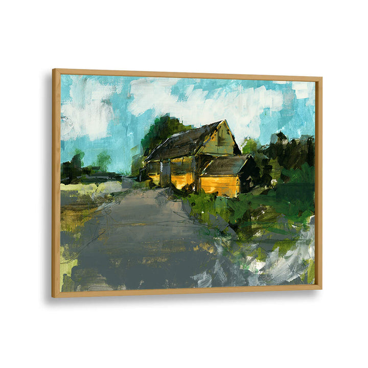 Serene countryside scene featuring COUNTRY BARN I, LANDSCAPE PAINTINGS, ideal for enhancing any tranquil space.