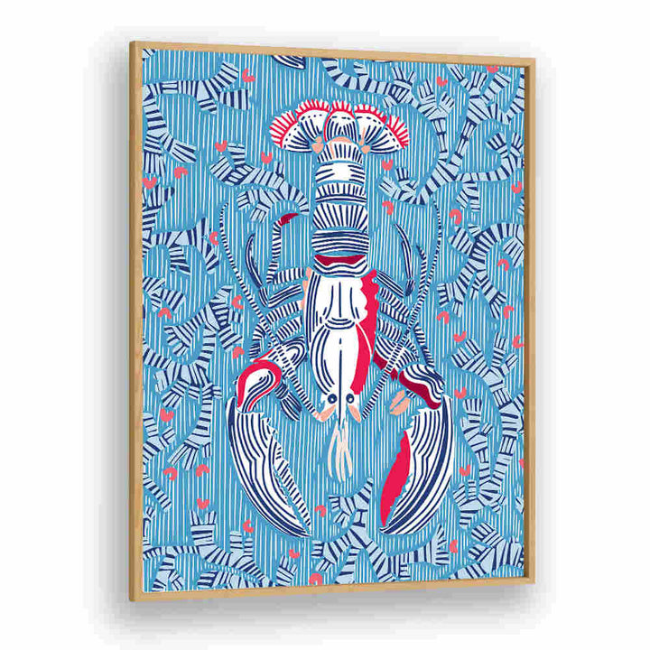 Vibrant CRUSTACEAN Beach Paintings showcasing a lobster against a soothing blue backdrop, perfect for coastal decor.
