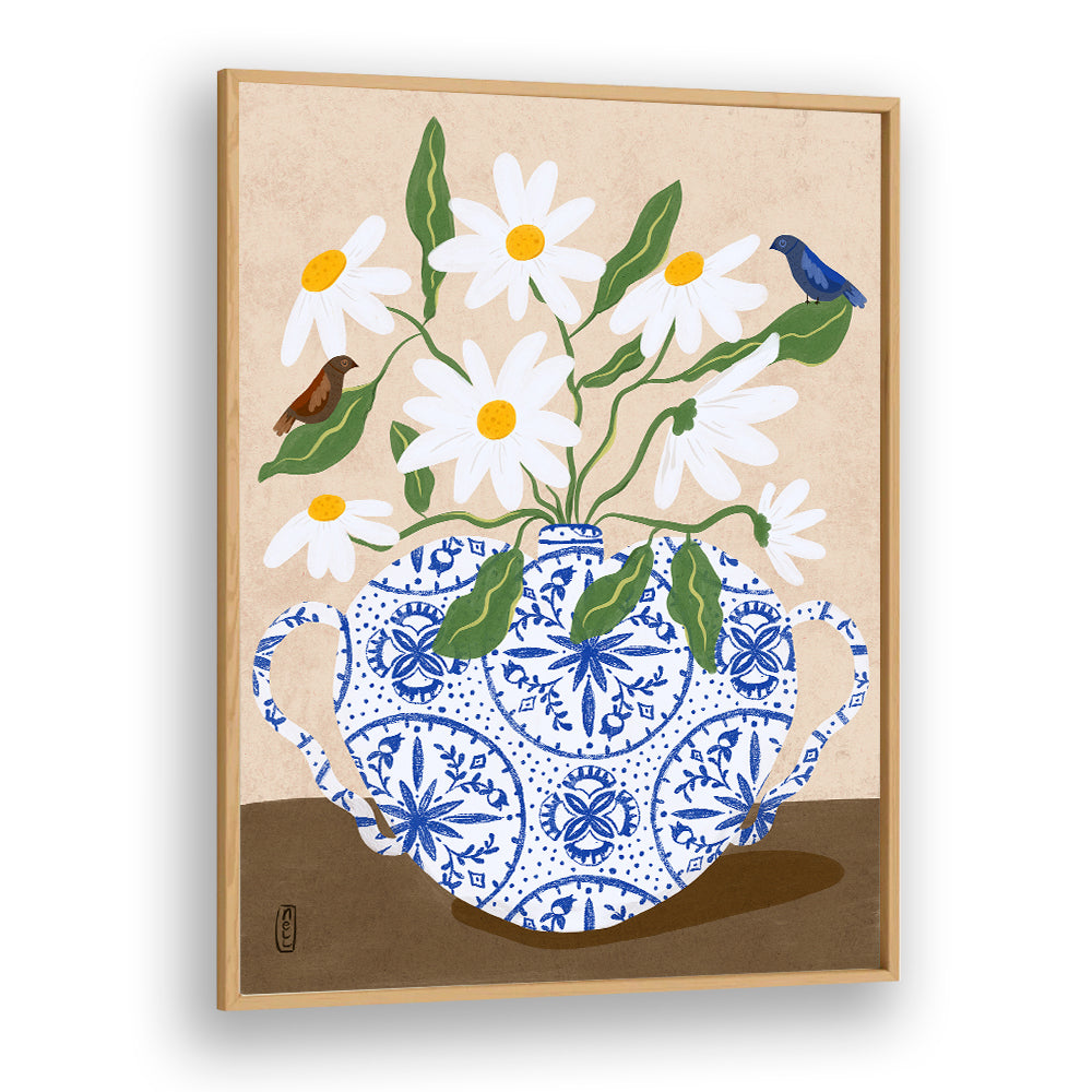 DAISIES IN BLUE TEAPOT