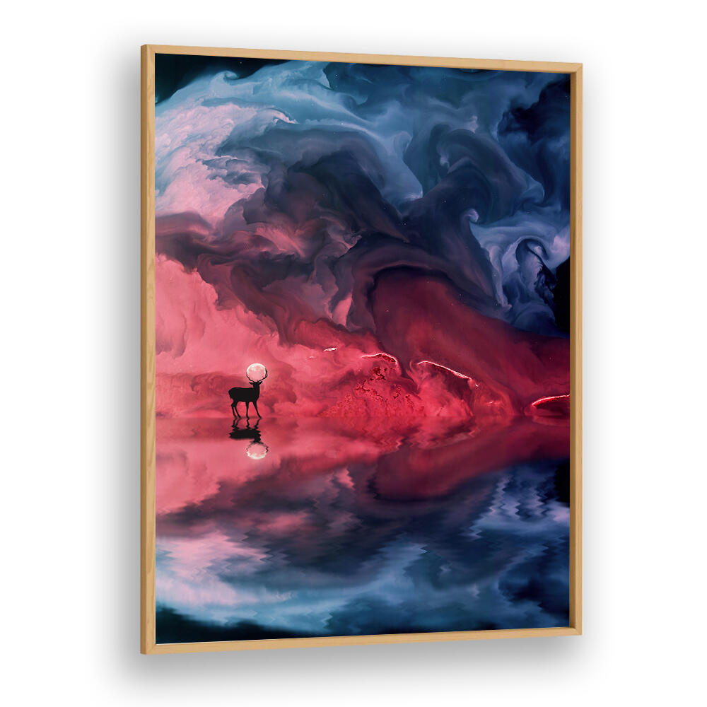 DEER MOON ABSTRACT , SURREAL ART PRINTS