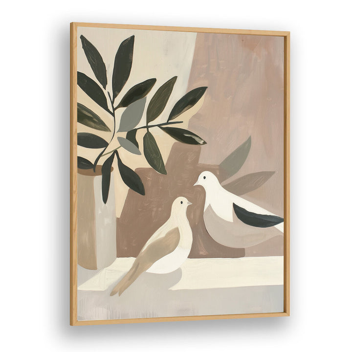 DOVES ON PATIO , BOHO ART PAINTINGS