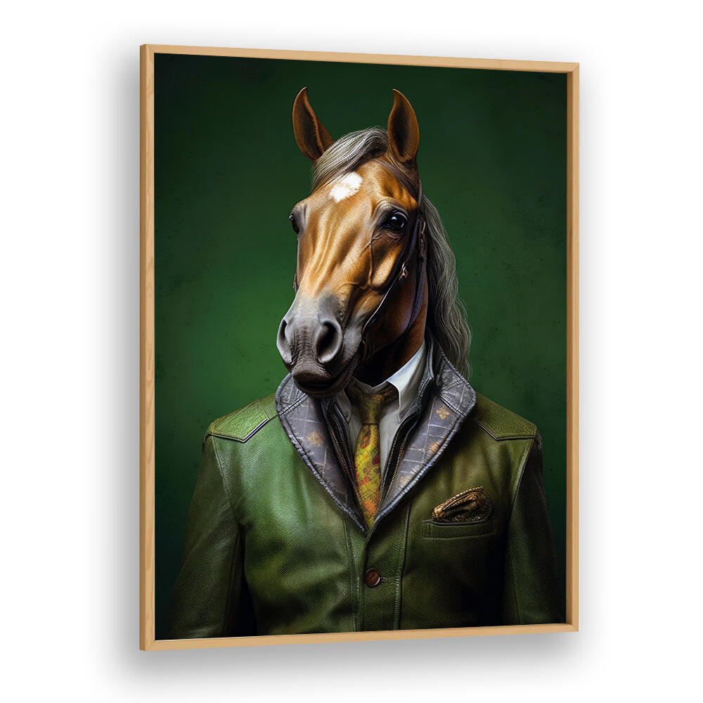 ELEGANT GREEN HORSE ANIMAL ART , ANIMAL PAINTINGS