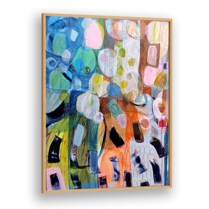 Colorful ELEMENTS ORGANISEES V, ABSTRACT PAINTINGS enhance any room with vibrant earth tones and dynamic brushwork.