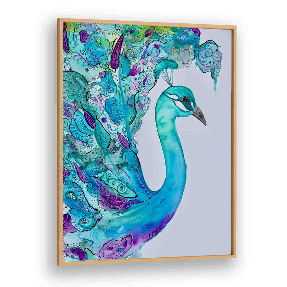 Stunning EMERALD PEACOCK, ANIMAL PAINTINGS, brightening up any space with its vibrant colors and elegant design.
