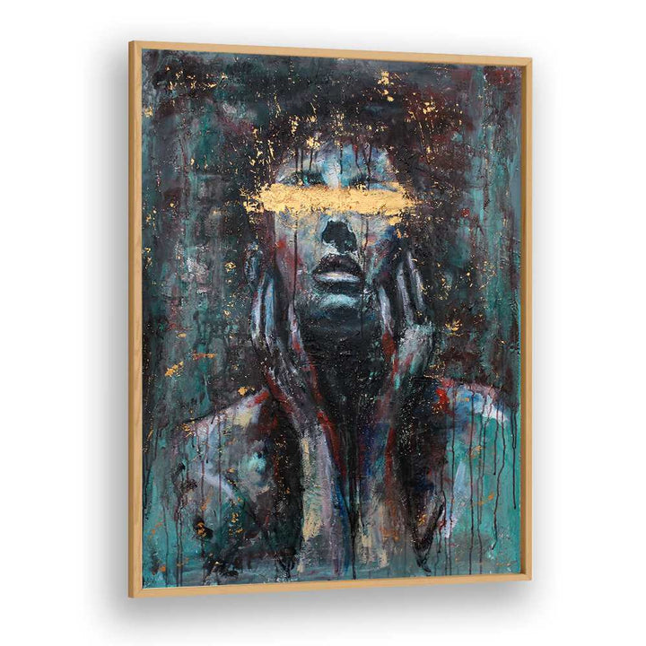 Stunning ENLIGHTENED, PORTRAITS artwork featuring a figure conveying deep emotion with vivid colors and gold accents.