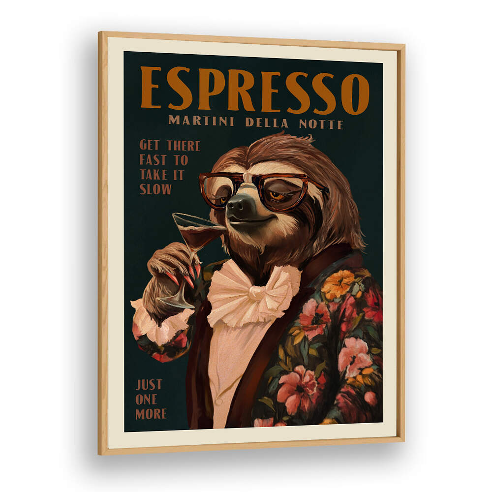 ESPRESSO MARTINI DRINKING SLOTH , BAR & CAFE ART
