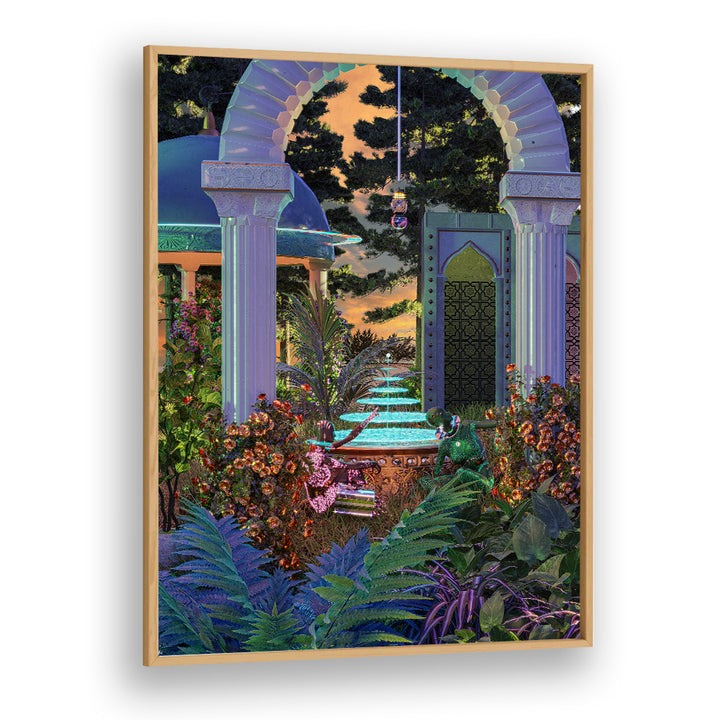 EXOTIC GARDEN FOUNTAIN SUNSET