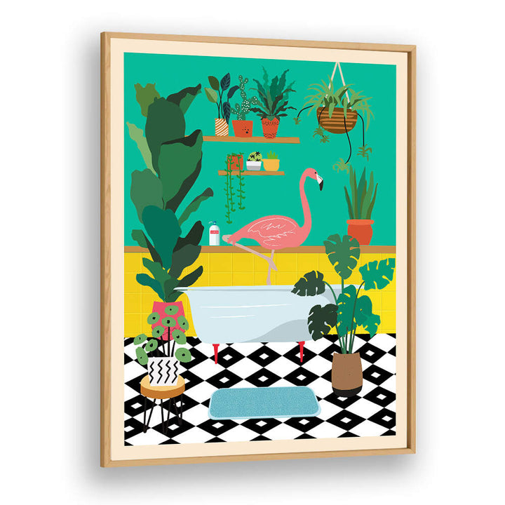 FLAMINGO BATH TIME , BATHROOM ART PRINTS