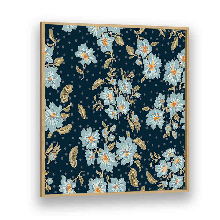 Elegant FLORAL HERITAGE V, PATTERN ART PRINTS showcasing vibrant florals on a navy backdrop, perfect for home decor.