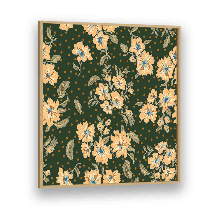 Delight in the beauty of FLORAL HERITAGE VI, PATTERN ART PRINTS, featuring vibrant florals on a rich green background.