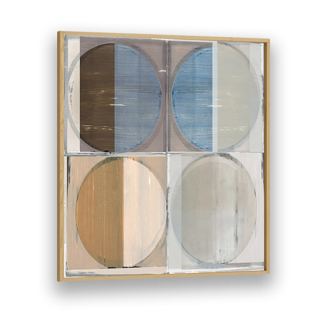 FOUR CIRCLES AND SQUARES II, GEOMETRIC ART PRINTS featuring modern colors and shapes, perfect for any stylish space.