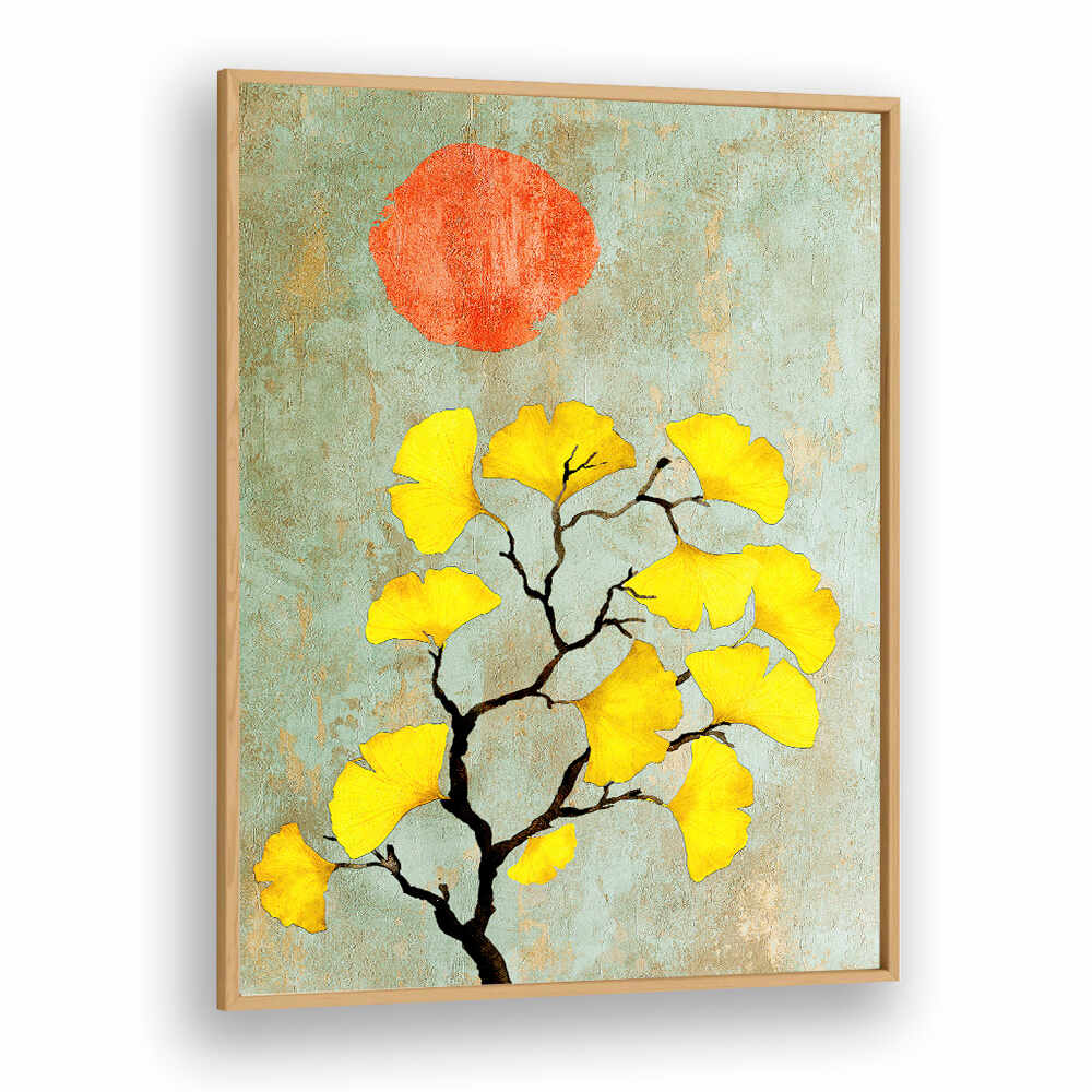 GINKO BILOBA AND SUN , FLORAL ,FLORAL FLOWER PAINTINGS