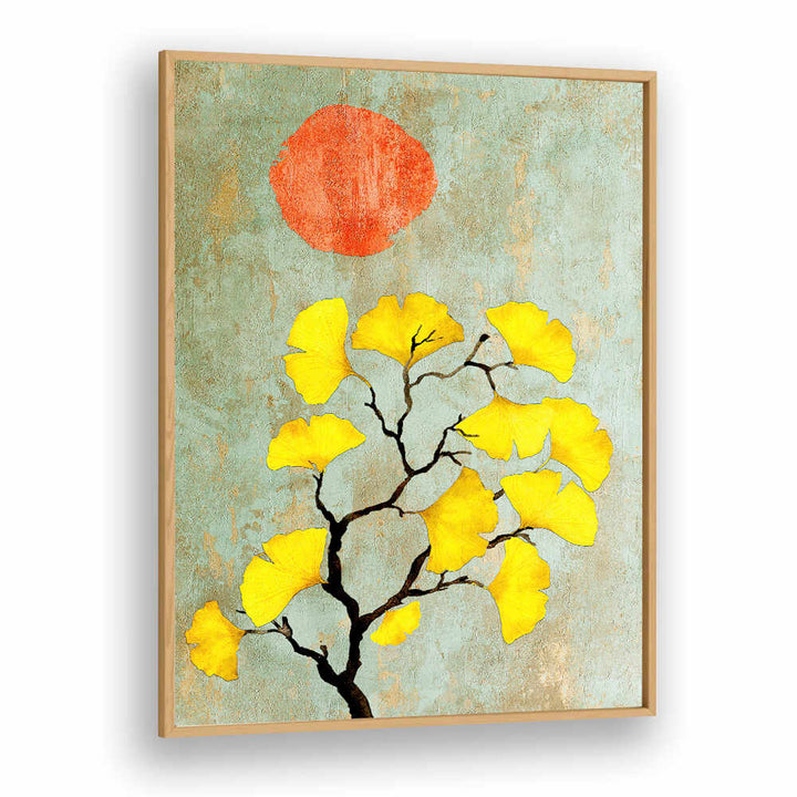 GINKO BILOBA AND SUN , FLORAL ,FLORAL FLOWER PAINTINGS