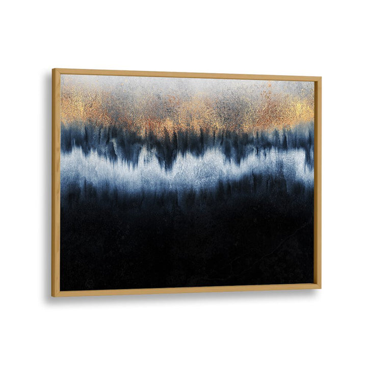 Sophisticated GOLDEN HORIZON, ABSTRACT PAINTINGS featuring elegant gold and deep blue hues, perfect for home decor.