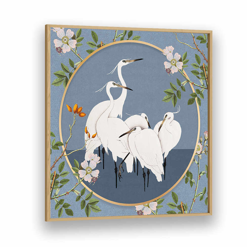 GRACEFUL EGRETS' ELEGANCE , ANIMAL PAINTINGS